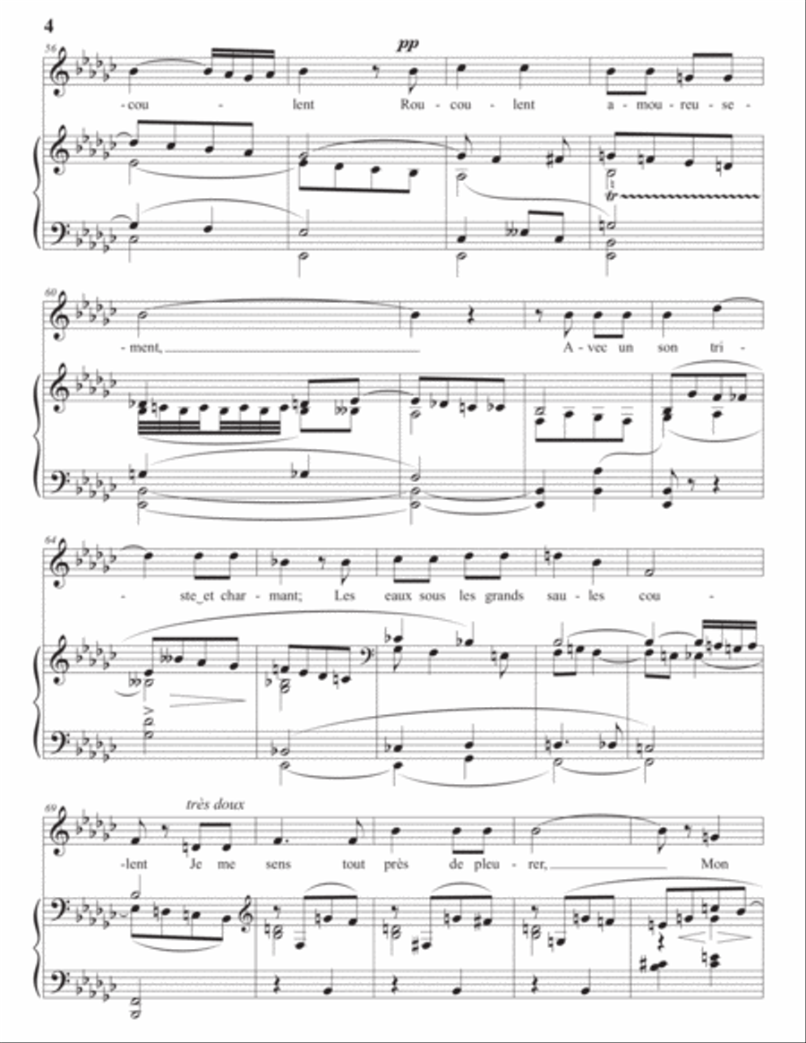 DUPARC: Au pays où se fait la guerre (transposed to E-flat minor) Voice scores gallery preview page 5