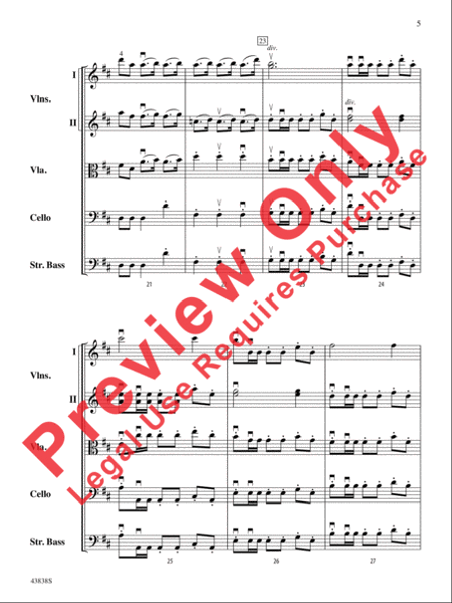 Royal Fireworks Overture String Orchestra scores gallery preview page 6