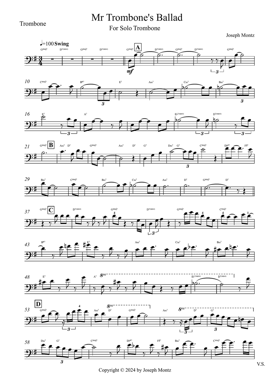 Mr Trombone's Ballad Trombone Solo scores gallery preview page 3