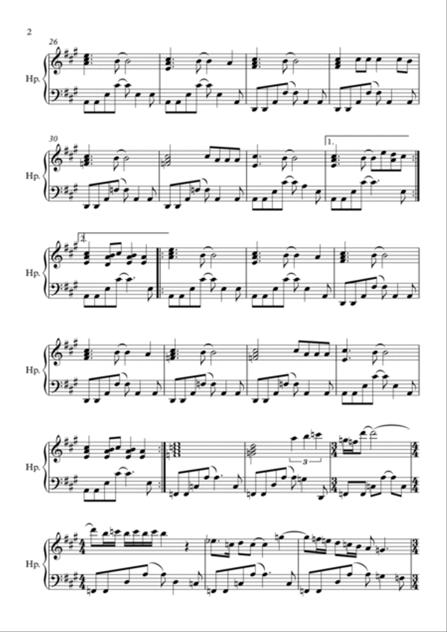 As The World Falls Down Harp scores gallery preview page 2