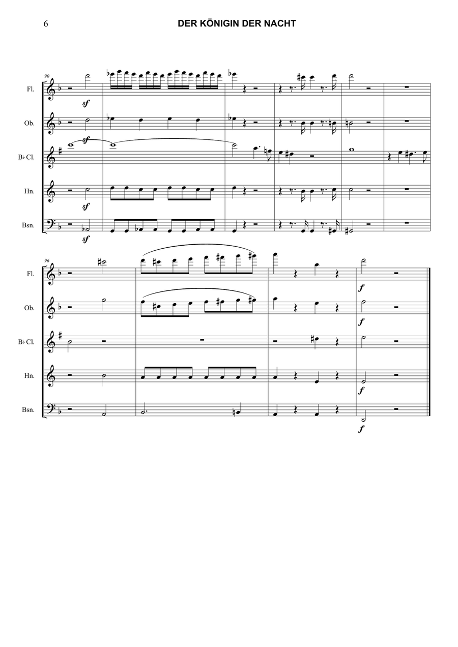 Der Königin Der Nacht (Der Hölle Rache) | Queen if the Night Woodwind Quintet scores gallery preview page 6