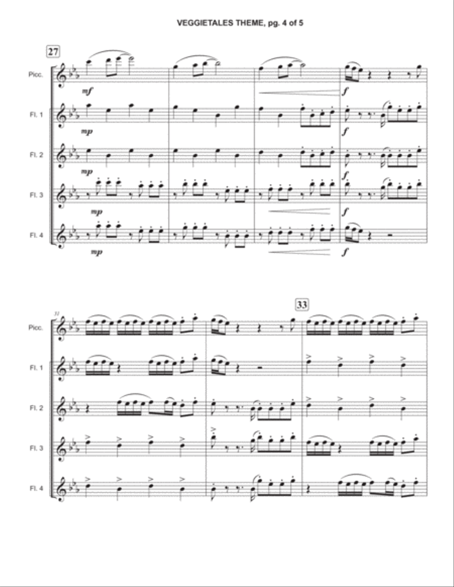 Veggietales Theme Song Woodwind Quintet scores gallery preview page 4