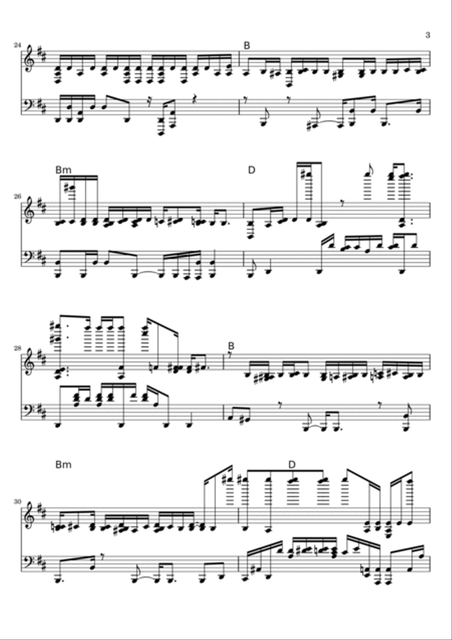 Hesretindeyem(I am in a sorrow) Piano Solo scores gallery preview page 3