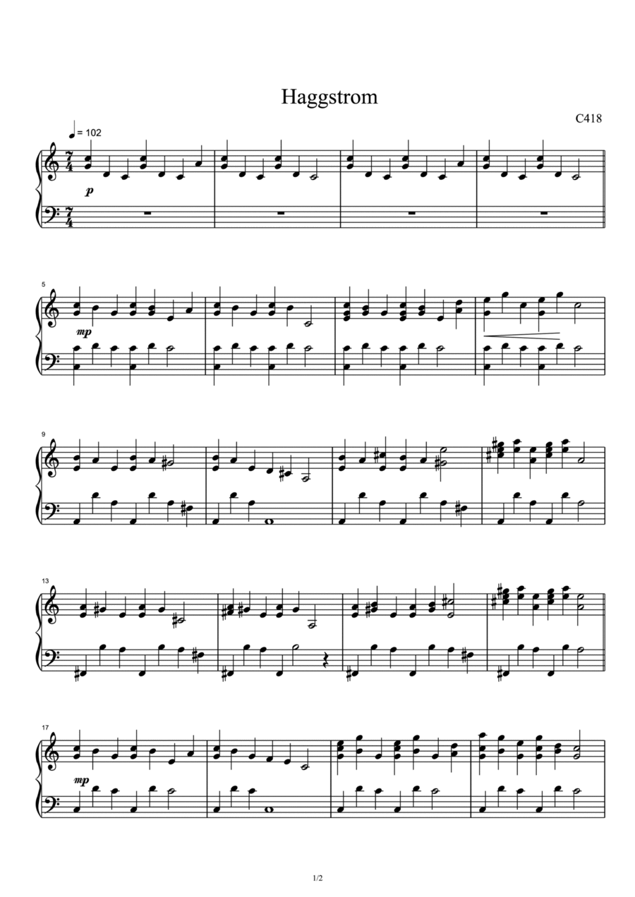 Haggstrom Piano Solo scores gallery preview page 1