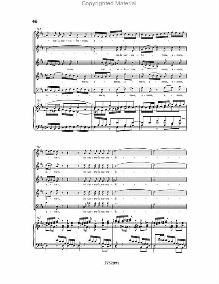 Cantata No. 191: Gloria in Excelsis Deo, BWV 191 4-Part scores gallery preview page 46