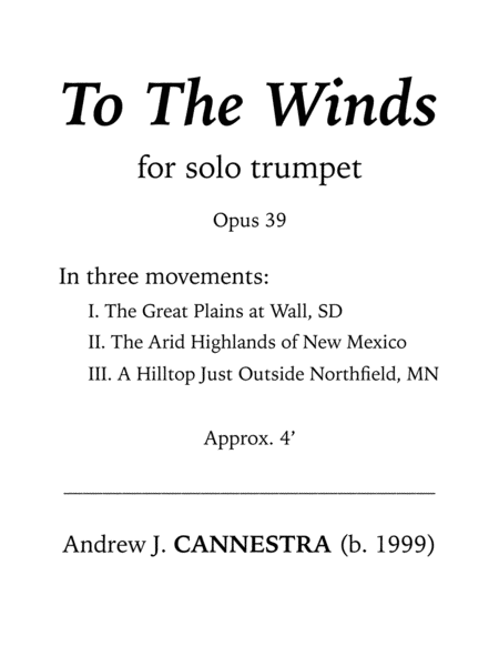 Andrew Cannestra - To The Winds Trumpet Solo - Digital Sheet Music