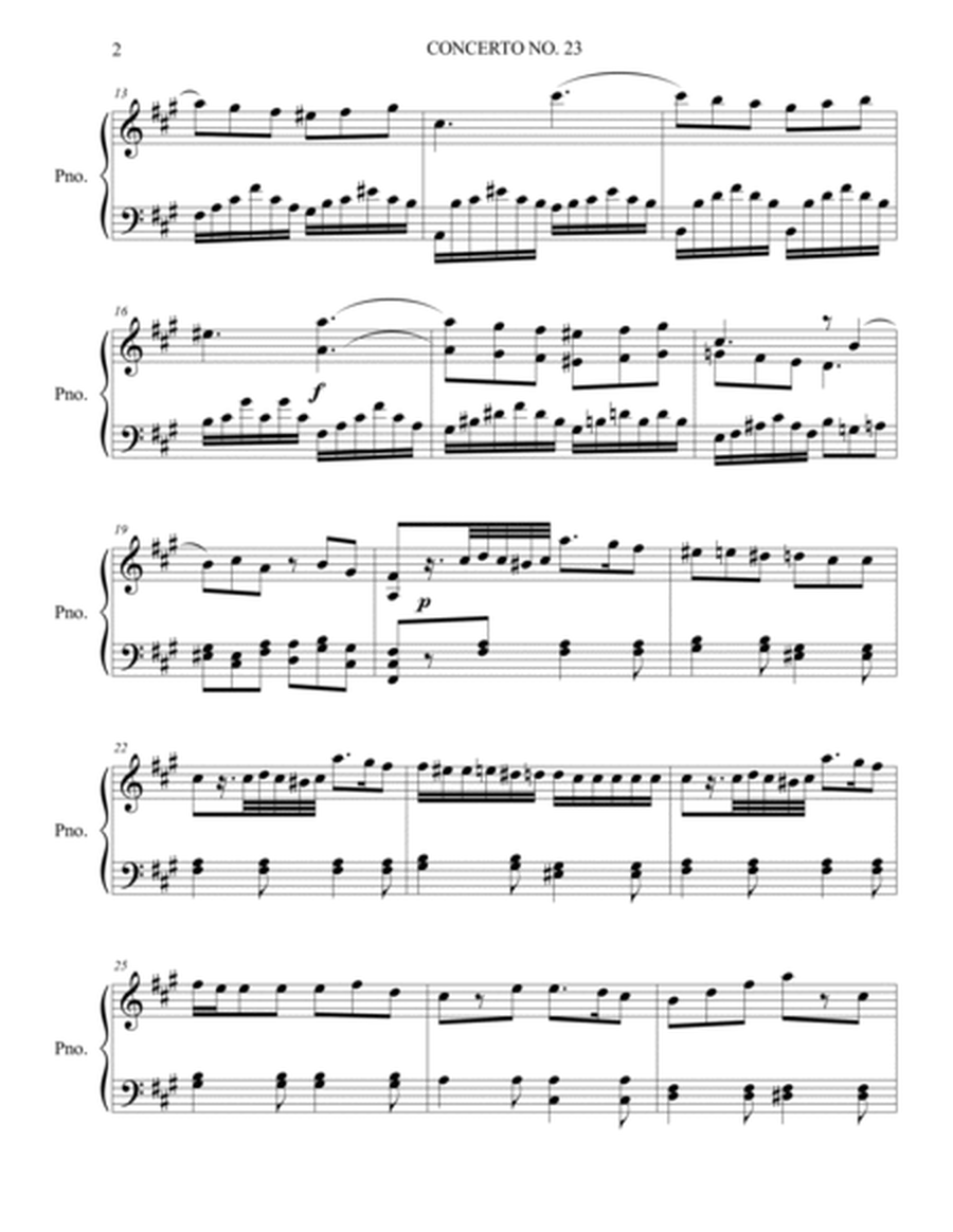 Arrangement for piano solo of the second movement of Mozart's piano concerto KV 488 image number null
