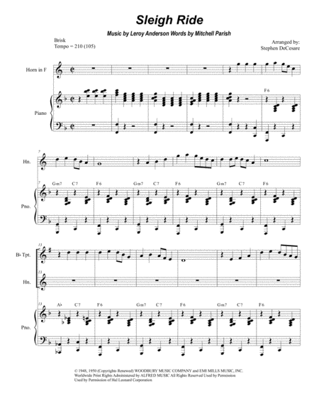 Sleigh Ride (Duet for Bb-Trumpet and French Horn) image number null