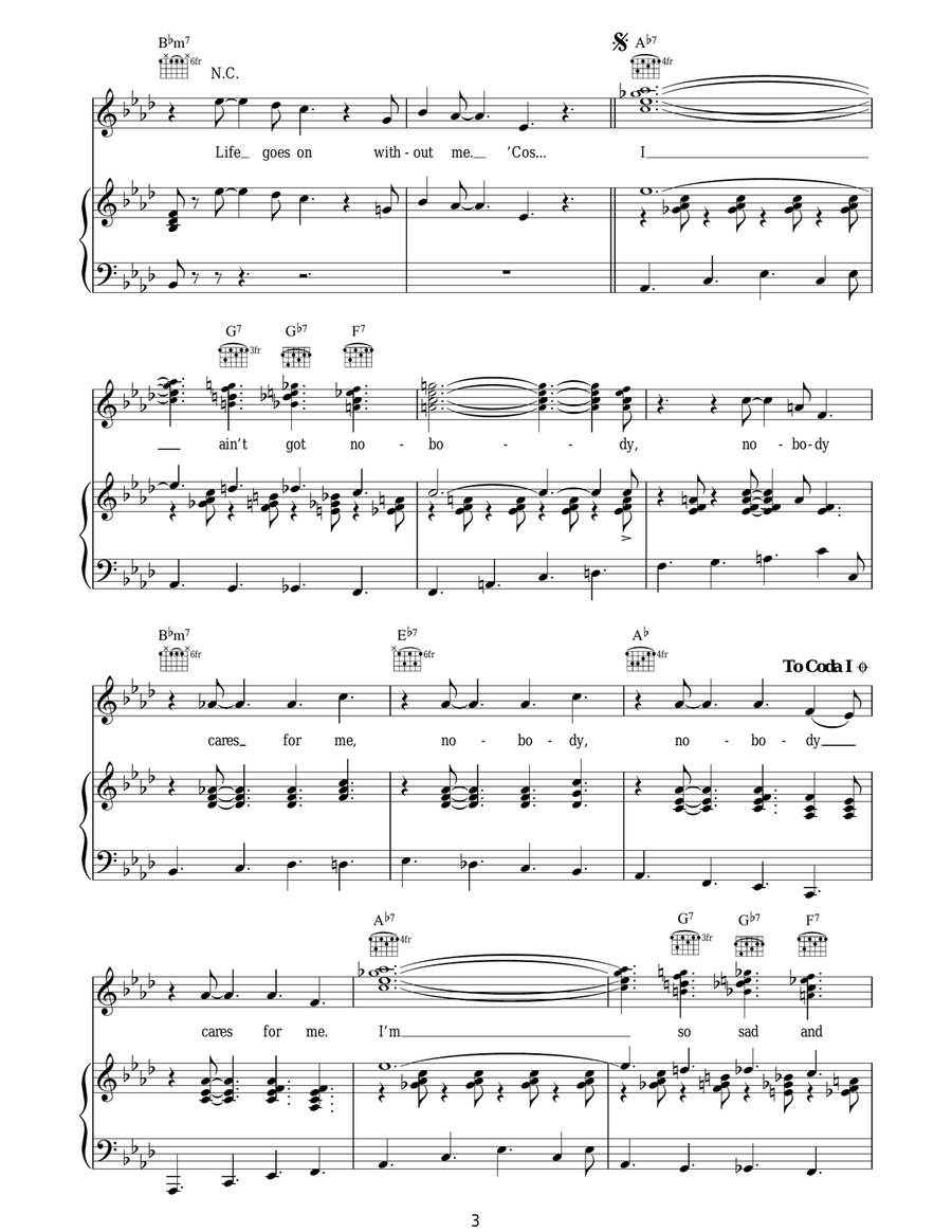 Just A Gigolo / I Ain't Got Nobody Piano, Vocal, Guitar scores gallery preview page 3