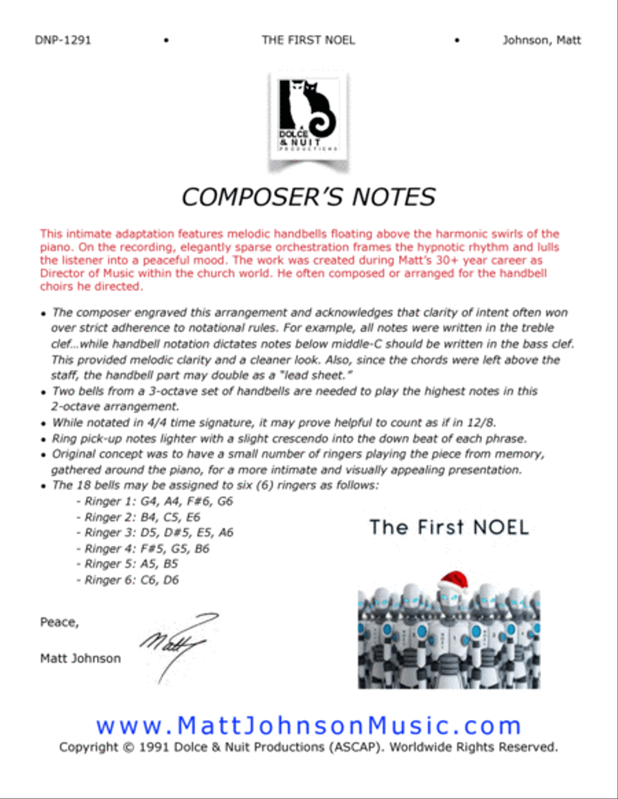 The First Noel-Handbells, with piano accompaniment - REPRODUCIBLE Handbell Choir scores gallery preview page 2
