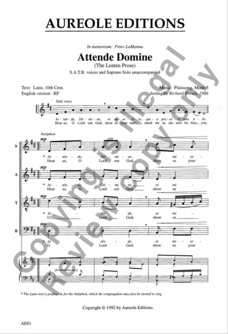 Attende Domine (The Lent Prose) 3-Part scores gallery preview page 2