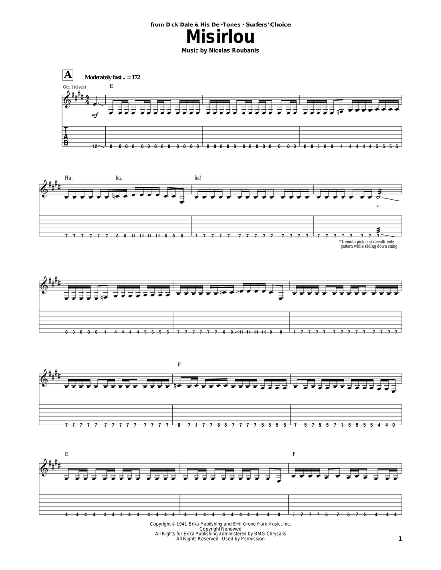Misirlou Misirlou Acoustic Guitar scores gallery preview page 1