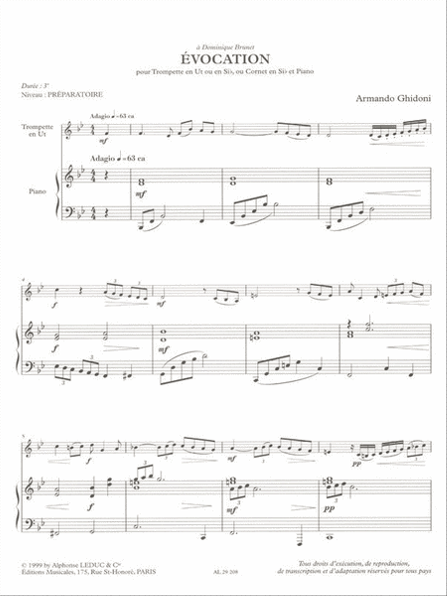 Evocation (trumpet, Cornet And Piano) Cornet scores gallery preview page 2