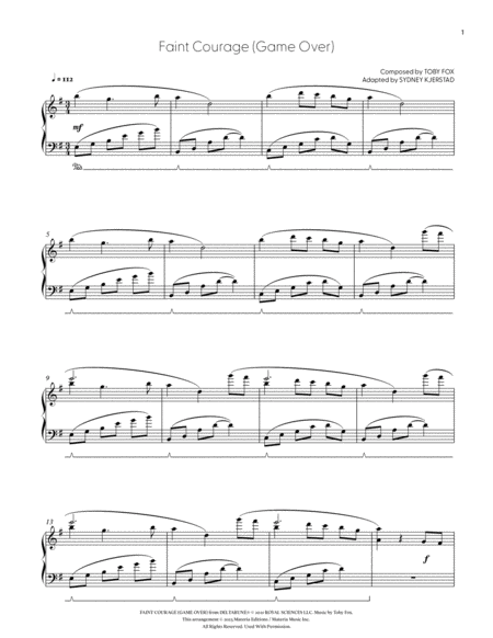 Faint Courage (Game Over) (DELTARUNE Chapter 2 - Piano Sheet Music)