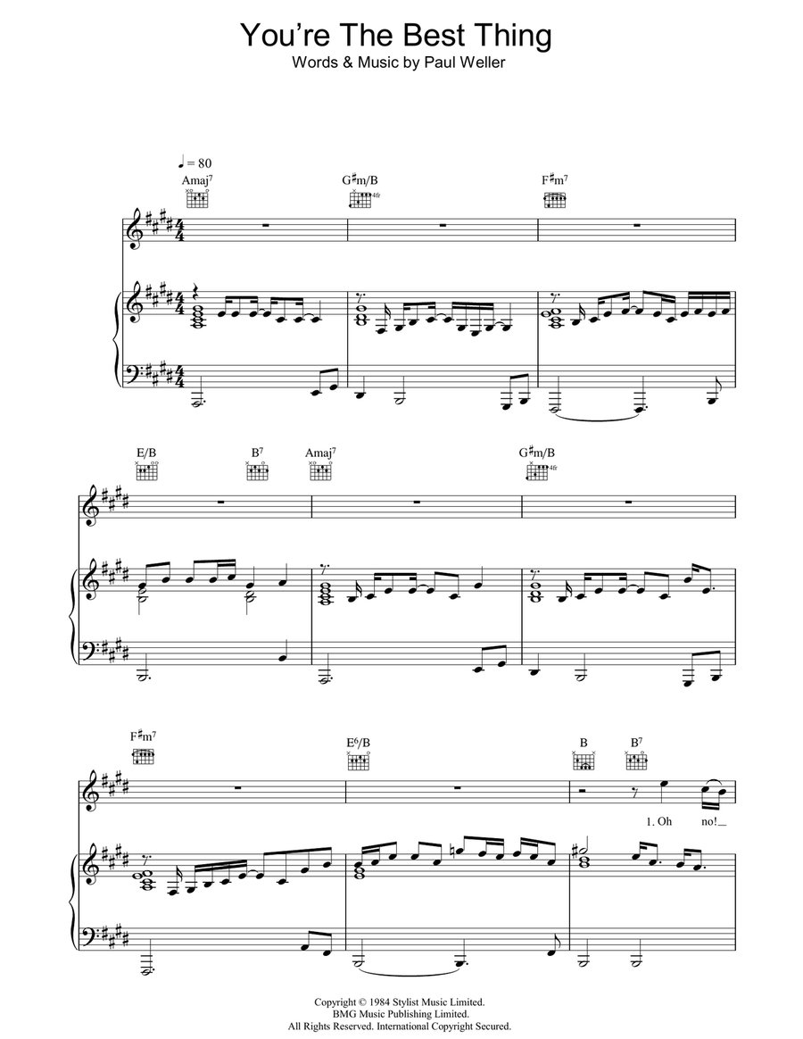 You're The Best Thing Piano, Vocal, Guitar scores gallery preview page 1