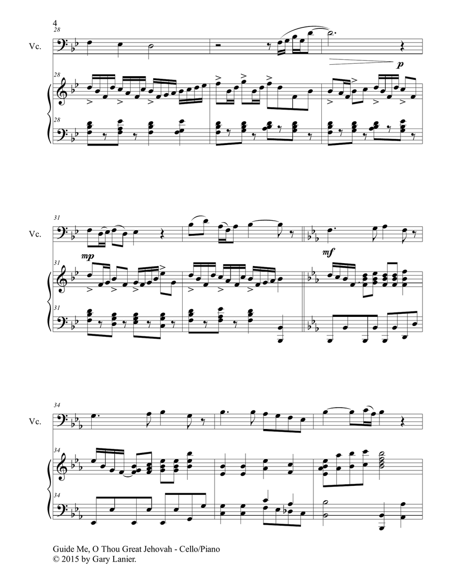 Gary Lanier: 3 HYMNS of GUIDANCE (Duets for Cello & Piano) Piano scores gallery preview page 6
