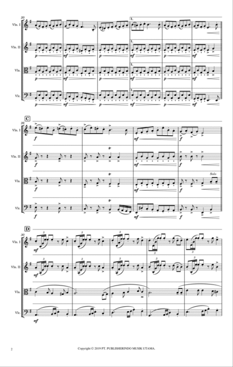 Selamat Hari Lebaran String Quartet scores gallery preview page 2