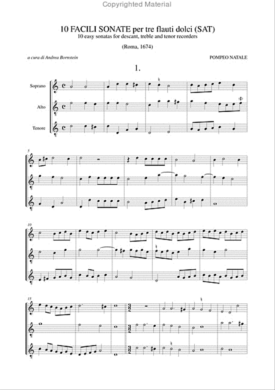 10 Easy Sonatas (Roma 1674) for Descant, Treble and Tenor Recorders Tenor Recorder scores gallery preview page 2