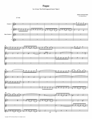 Fugue 21 from Well-Tempered Clavier, Book 2 (Clarinet Quartet)