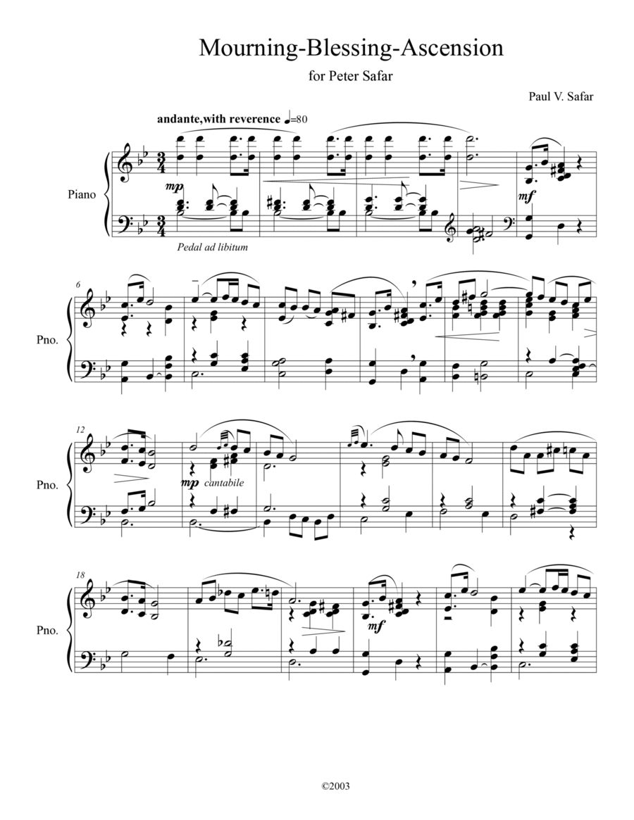 Mourning-Blessing-Ascension Piano Solo scores gallery preview page 1