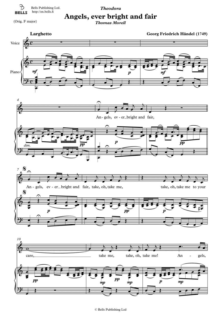 Angels, ever bright and fair Voice Solo scores gallery preview page 1