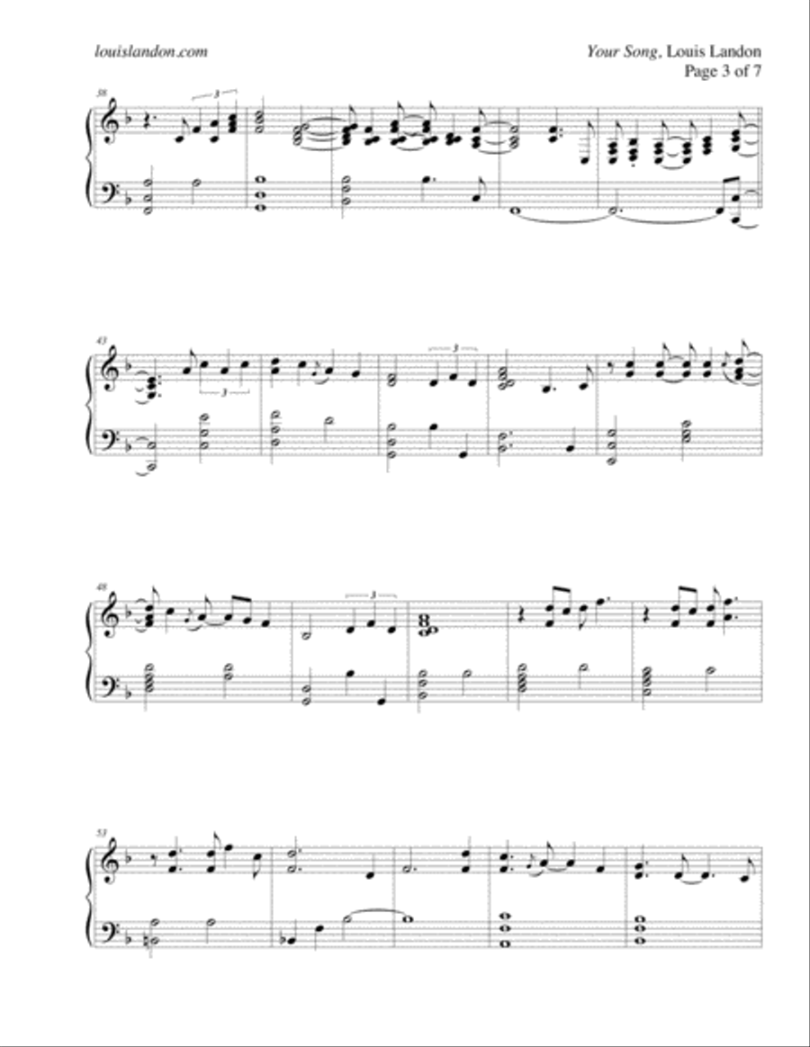 Your Song Piano Solo scores gallery preview page 4