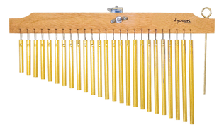 25 Gold Chimes with Natural Finish Wood Bar