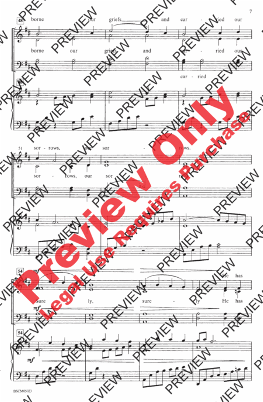 Surely, He Has Borne Our Griefs 4-Part scores gallery preview page 7