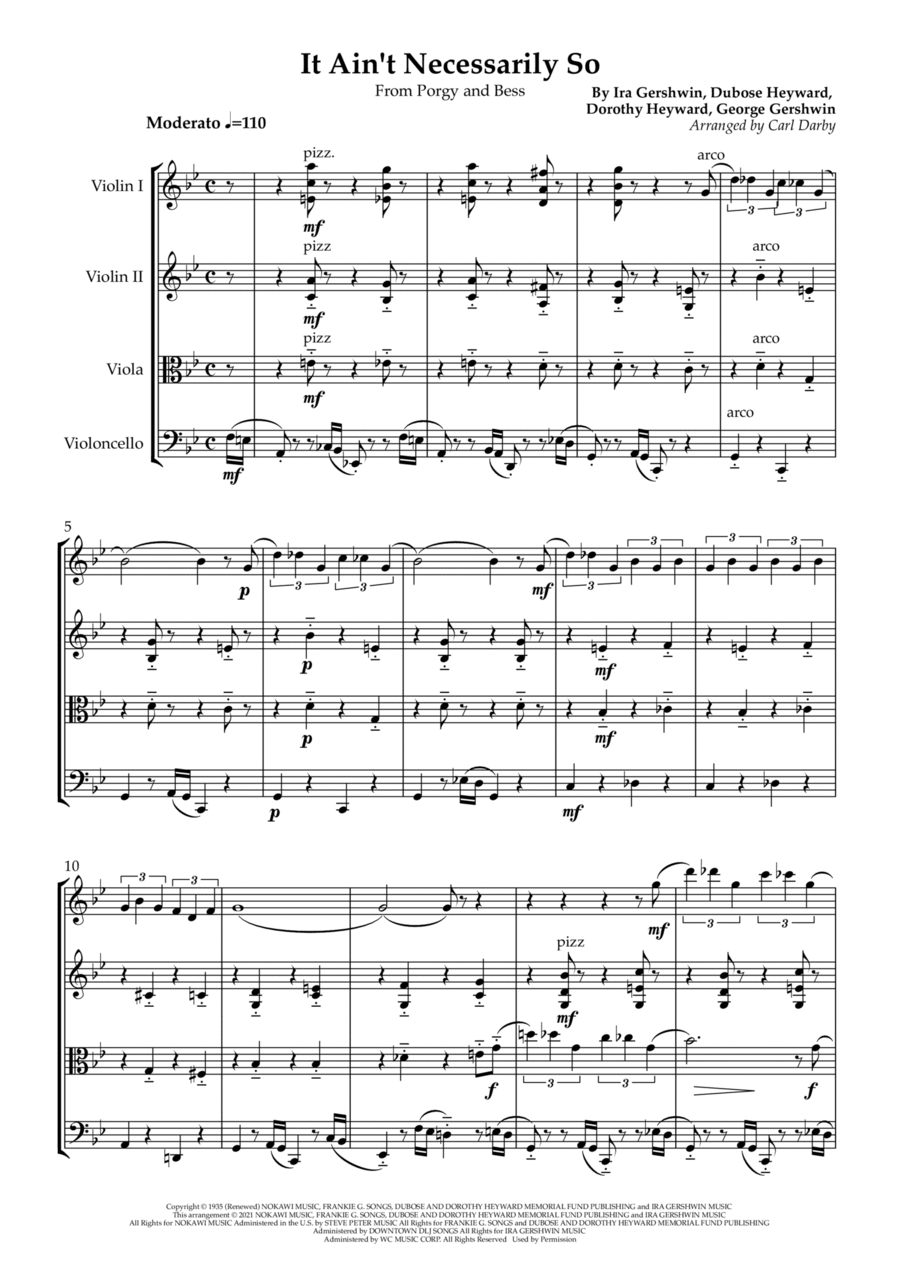 It Ain't Necessarily So String Quartet scores gallery preview page 1