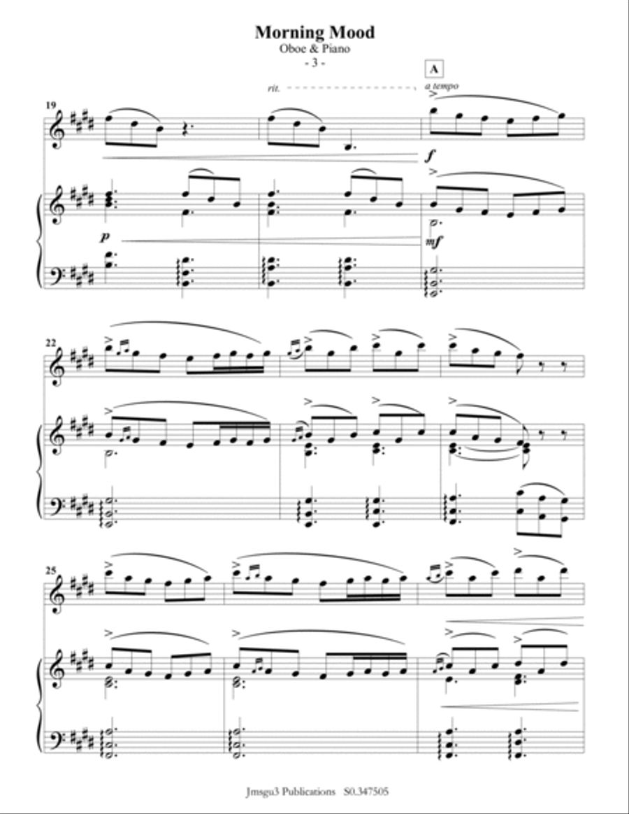 Grieg: Morning Mood from Peer Gynt Suite for Oboe & Piano Piano scores gallery preview page 3