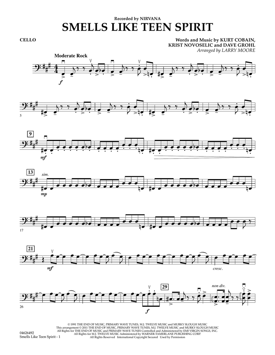 Smells Like Teen Spirit - Cello Orchestra scores gallery preview page 1