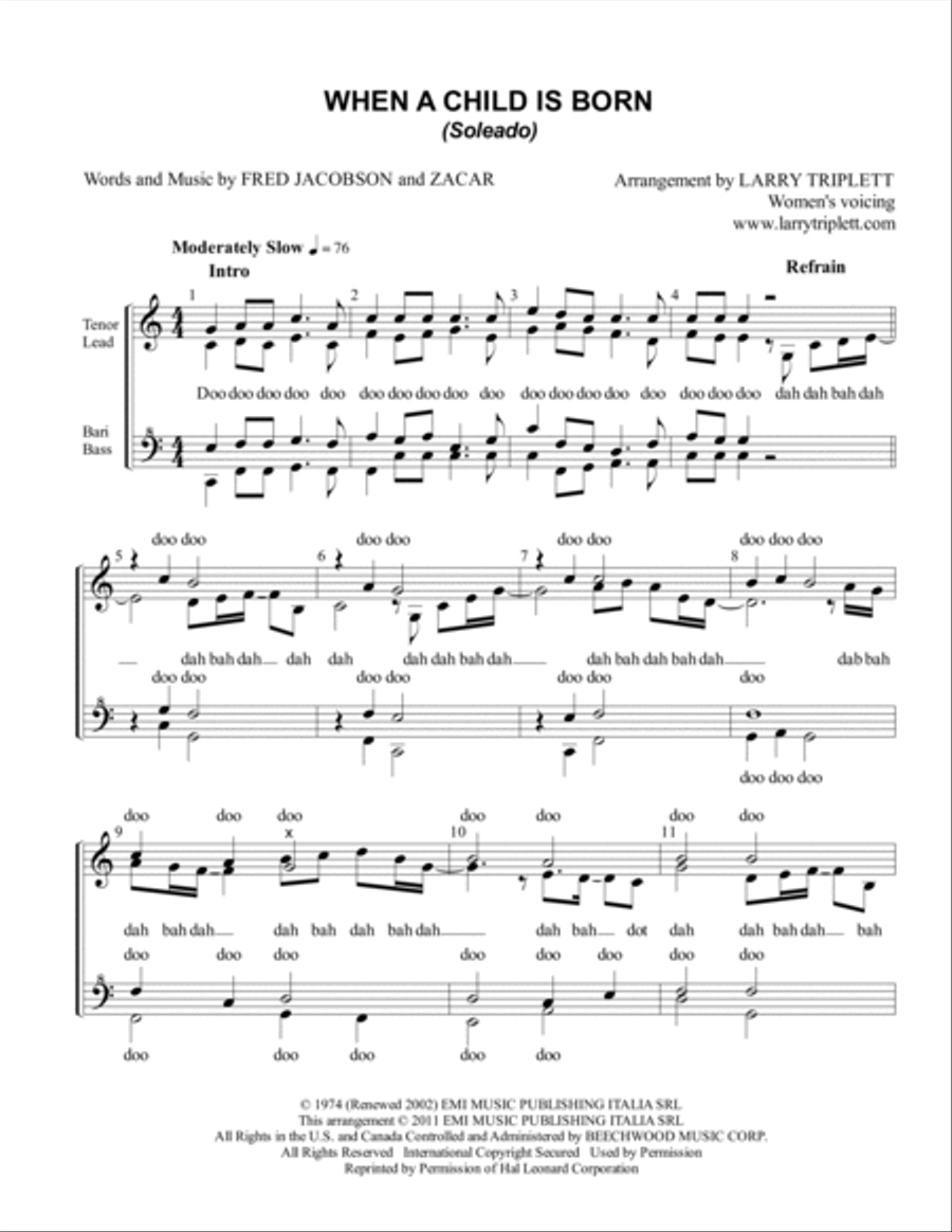 When A Child Is Born SSAA scores gallery preview page 1