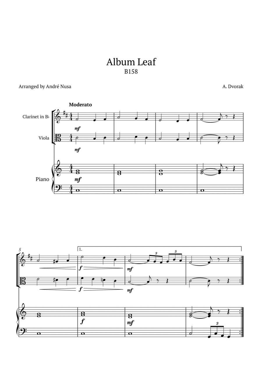 Album Leaf B158 B-Flat Clarinet scores gallery preview page 1