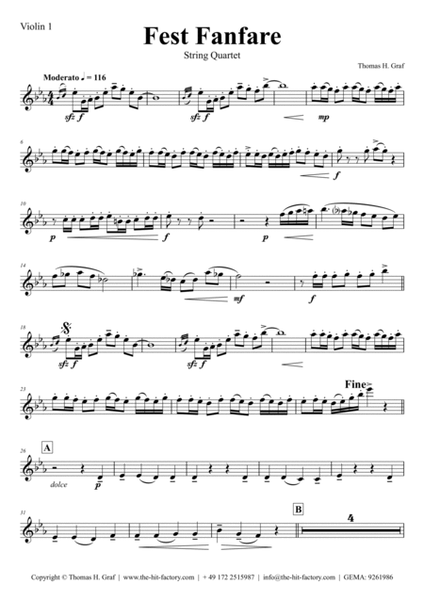 Fest Fanfare - Classical Festive Fanfare - Opener - String Quartet image number null