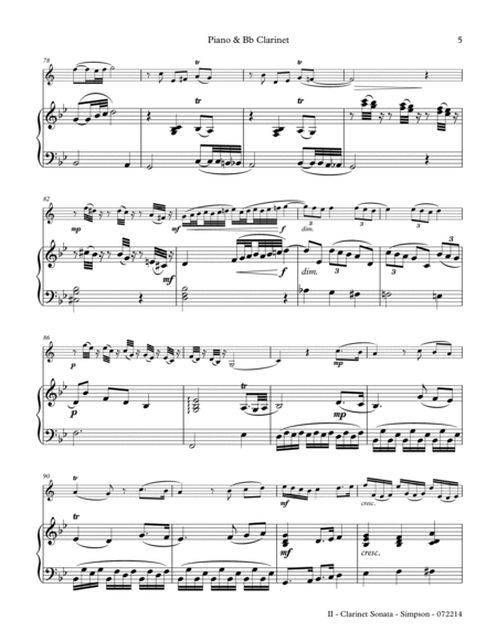 Clarinet Sonata - 2nd Mov., (Andante affettuoso) image number null