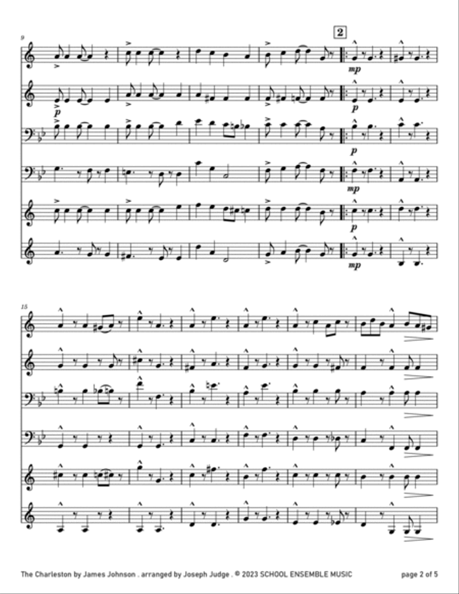The Charleston by Johnson for Brass Quartet in Schools Brass Quartet scores gallery preview page 2