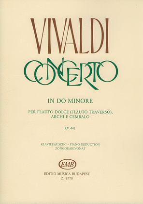 Book cover for Recorder Concerto In C Minor RV 441