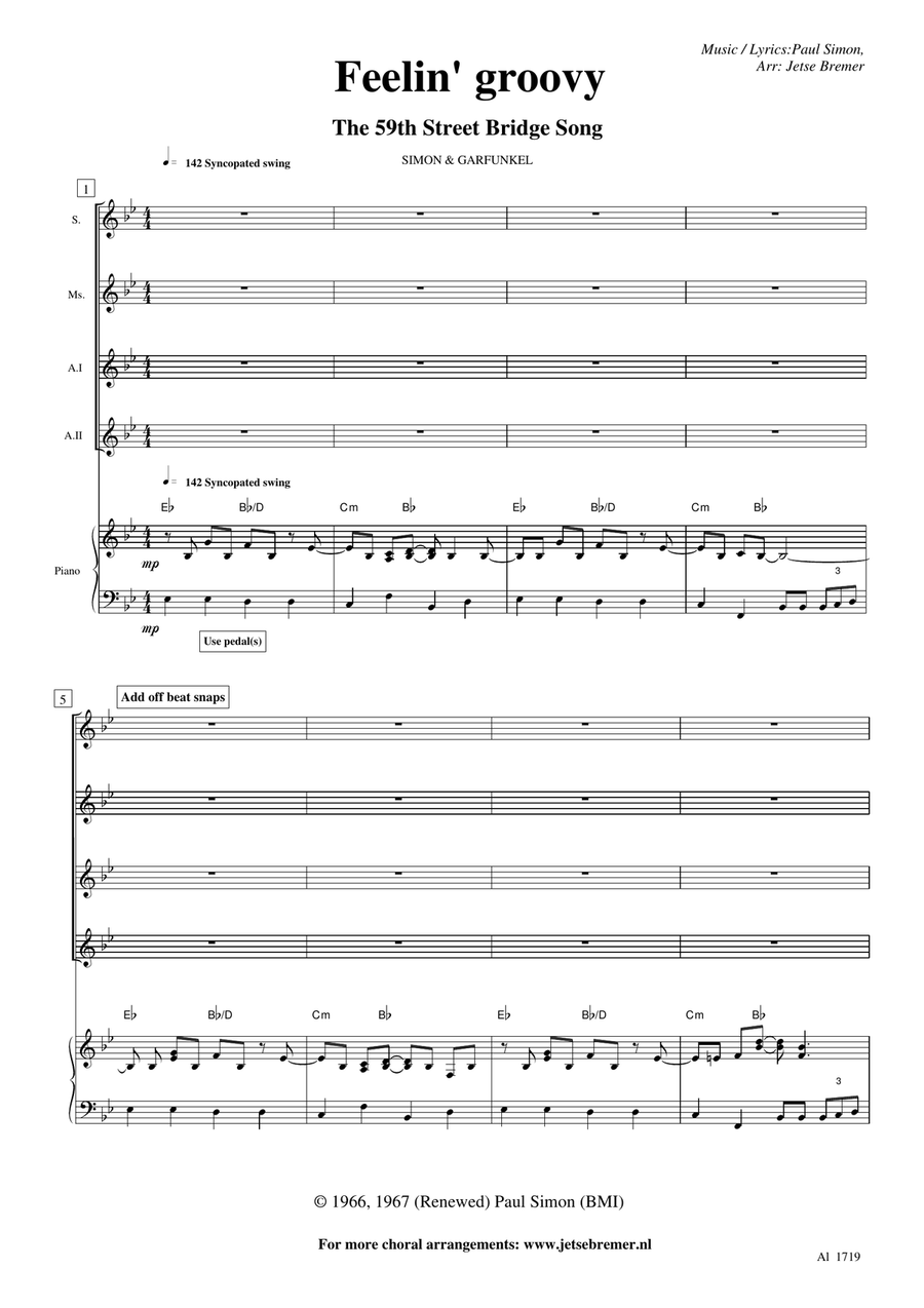The 59th Street Bridge Song (Feelin' Groovy) SSAA scores gallery preview page 1