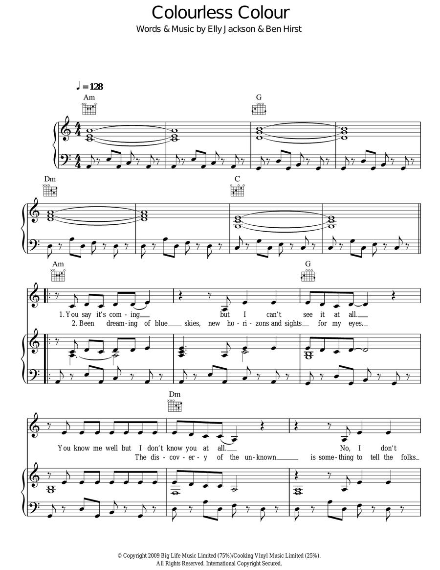 Colourless Colour Acoustic Guitar scores gallery preview page 1