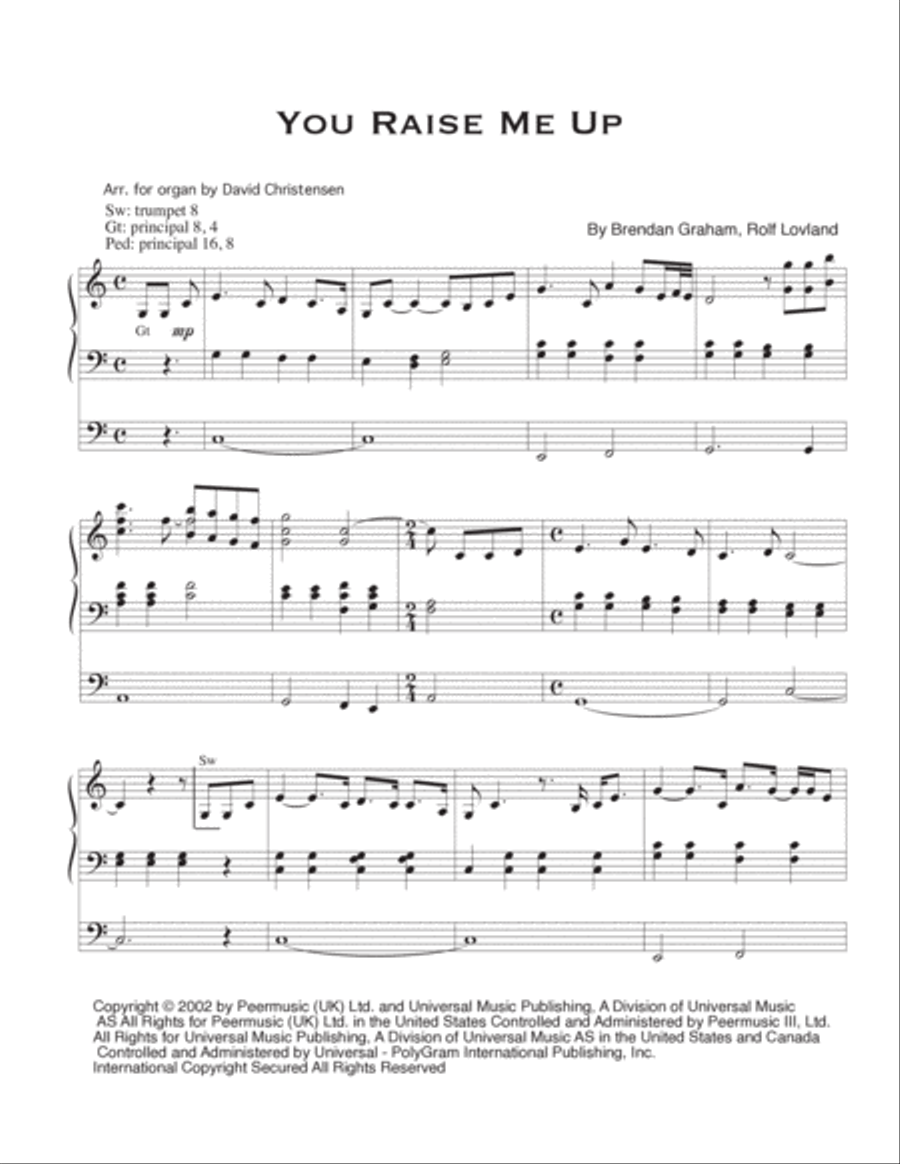 You Raise Me Up Organ Solo scores gallery preview page 2