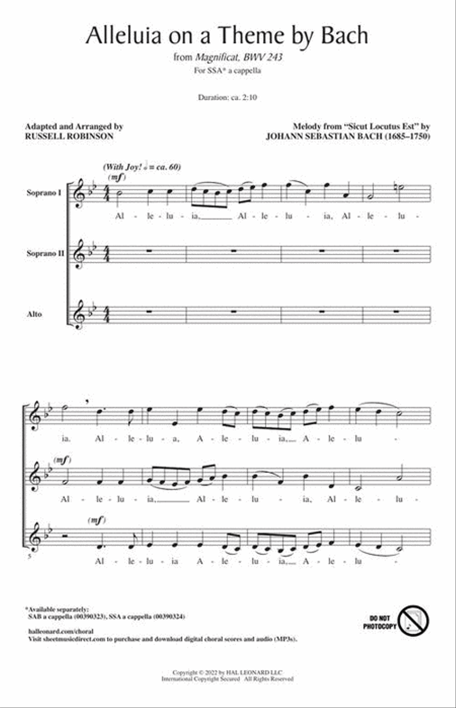Alleluia on a Theme by Bach (BWV 243) SSA scores gallery preview page 4