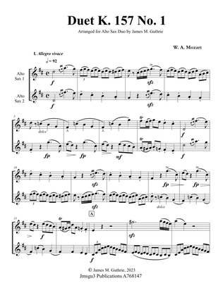 Book cover for Mozart: Duet K. 157 No.1 for Alto Sax Duo