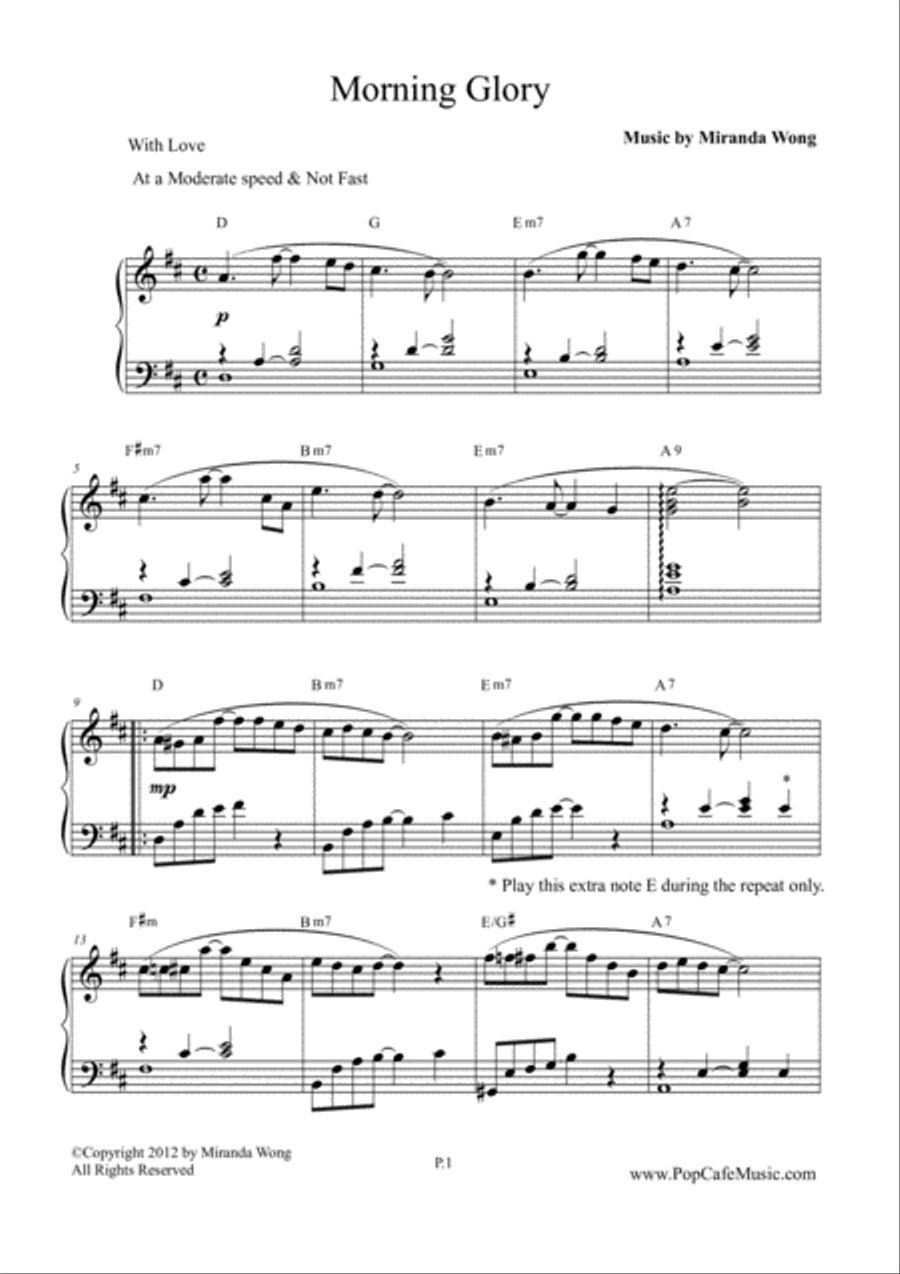 Morning Glory - Wedding Piano Music Piano Solo scores gallery preview page 2