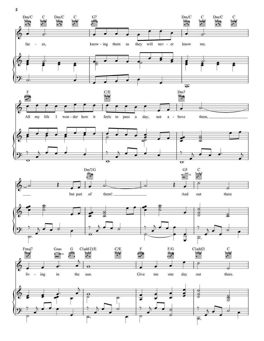 Out There (from The Hunchback Of Notre Dame: A New Musical) Piano, Vocal, Guitar scores gallery preview page 2
