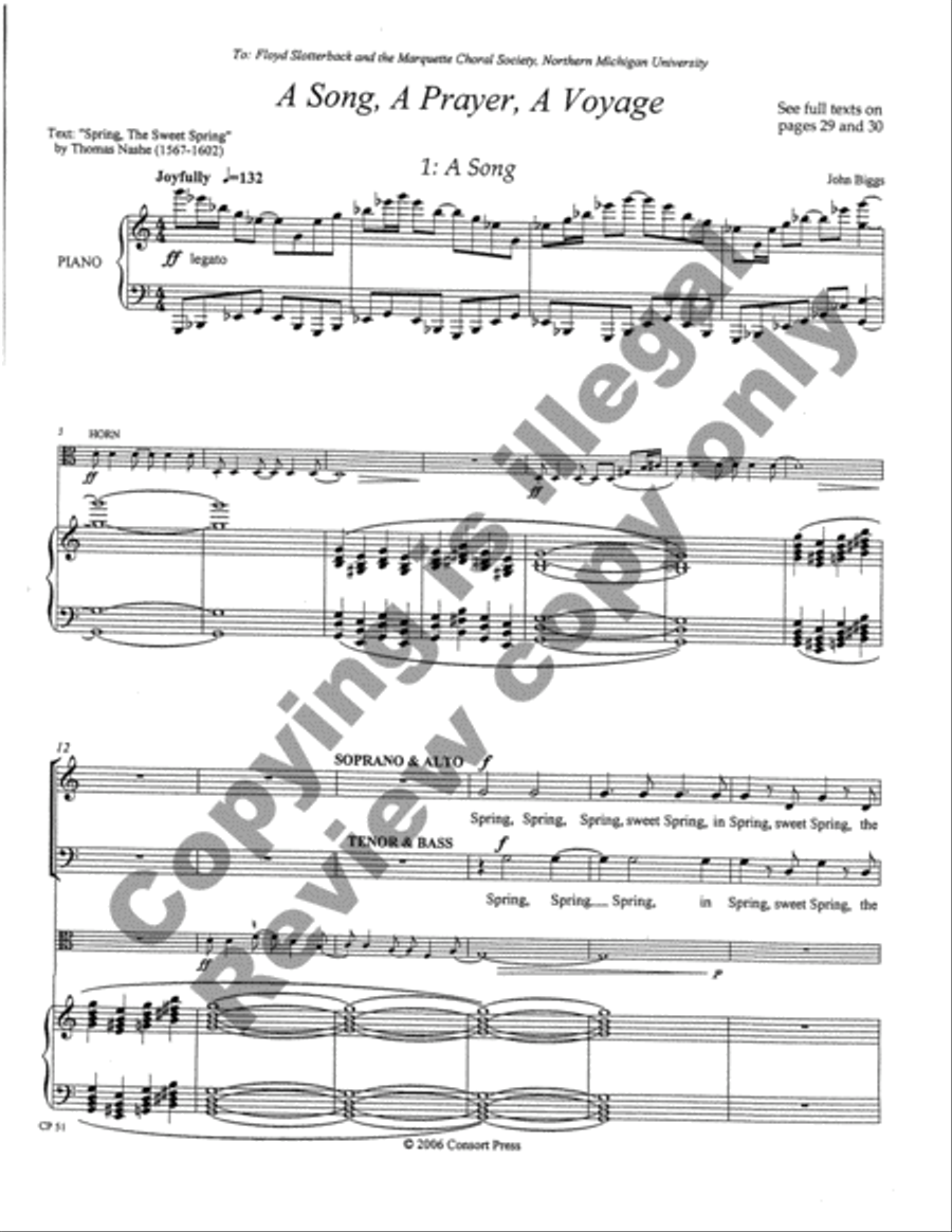 A Song, A Prayer, A Voyage 4-Part scores gallery preview page 31