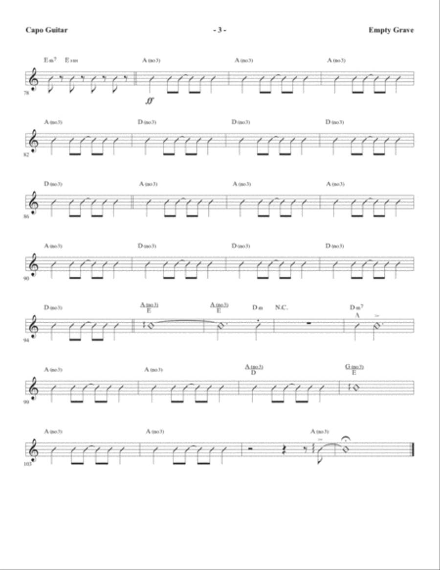 Empty Grave (arr. Ed Hogan) - Capo Guitar Choir scores gallery preview page 3