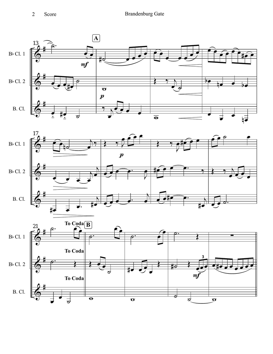 Brandenburg Gate Brandenburg Gate Woodwind Trio scores gallery preview page 3