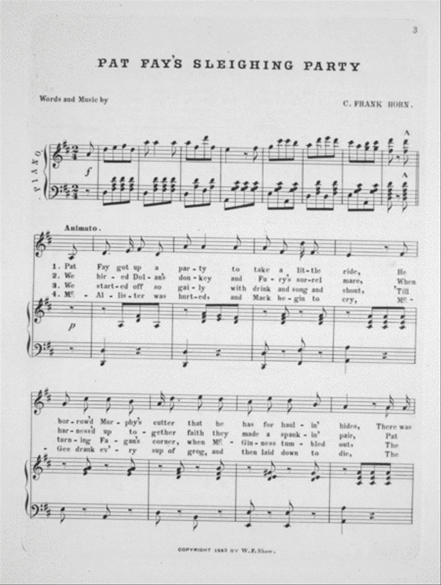 Pat Fay's Sleighing Party Song Voice scores gallery preview page 2