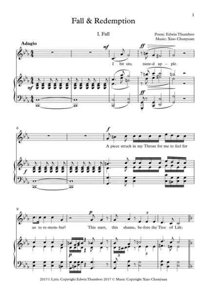 Fall & Redemption 1. Fall, For High Voice Solo With Piano image number null