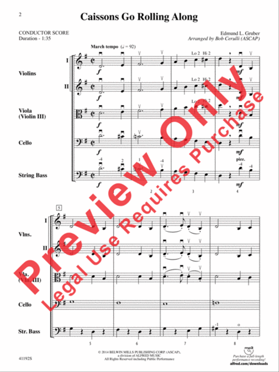 Caissons Go Rolling Along Caissons Go Rolling Along String Orchestra scores gallery preview page 3